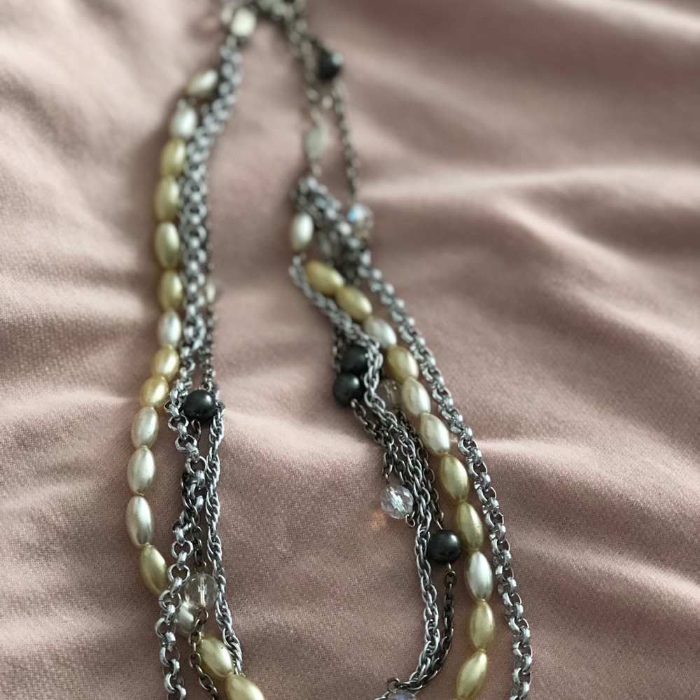 Sabika Necklace worn with cross.